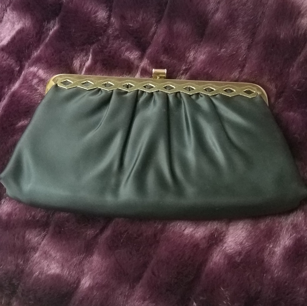 Vintage Black Clutch Handbag with chain